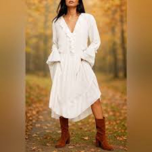 Free People Dresses & Skirts - Free People Sweet Darlin White Ruffle Maxi Dress